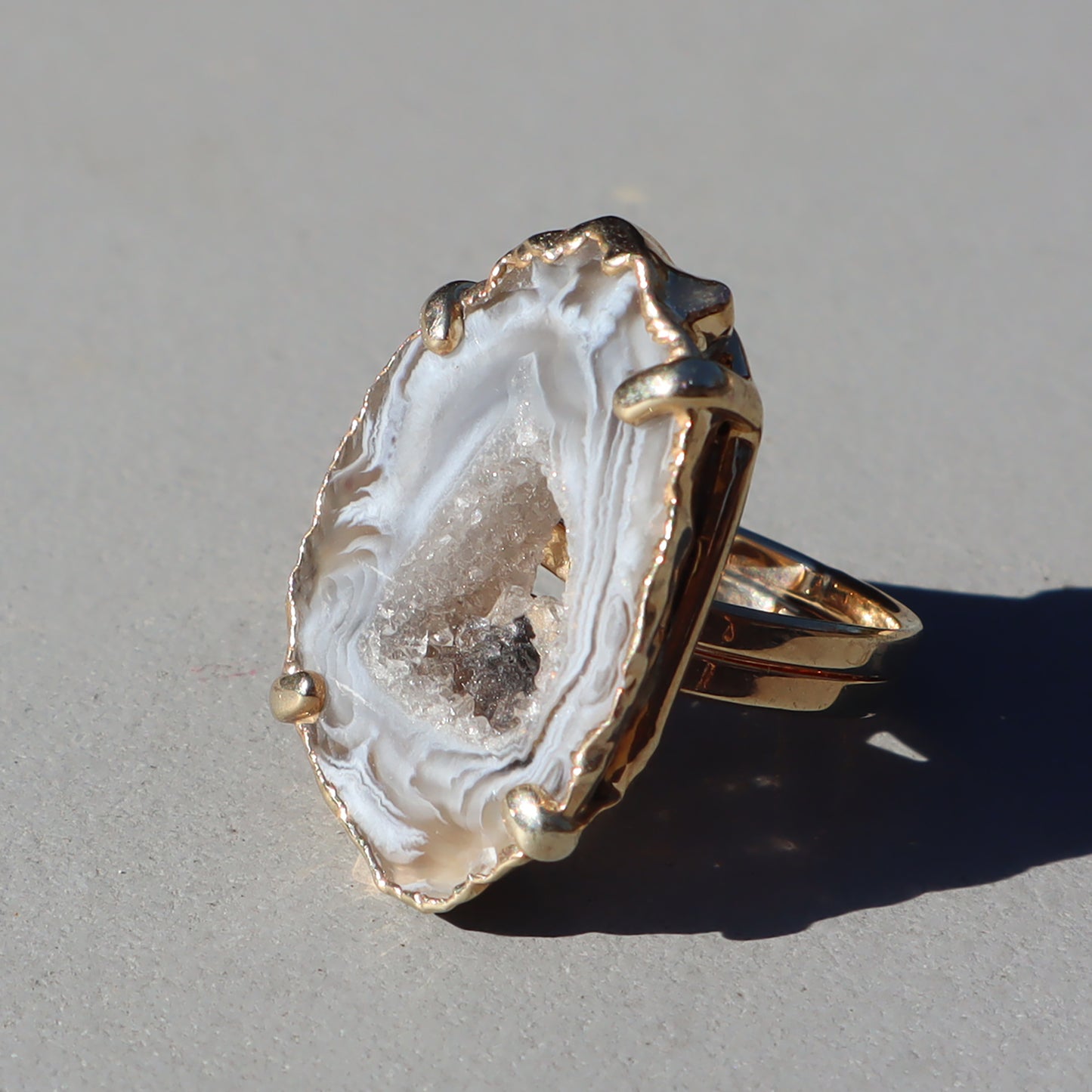 Agate Slice Druzy Ring