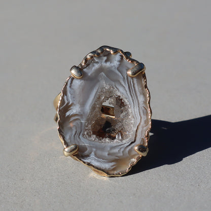 Agate Slice Druzy Ring