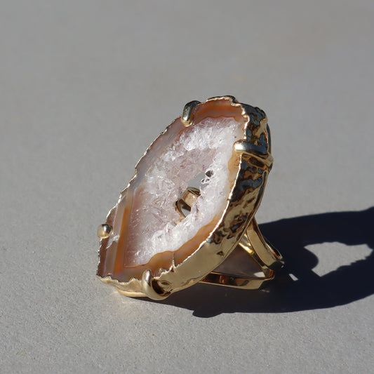 Rich Agate and Microcrystals Ring