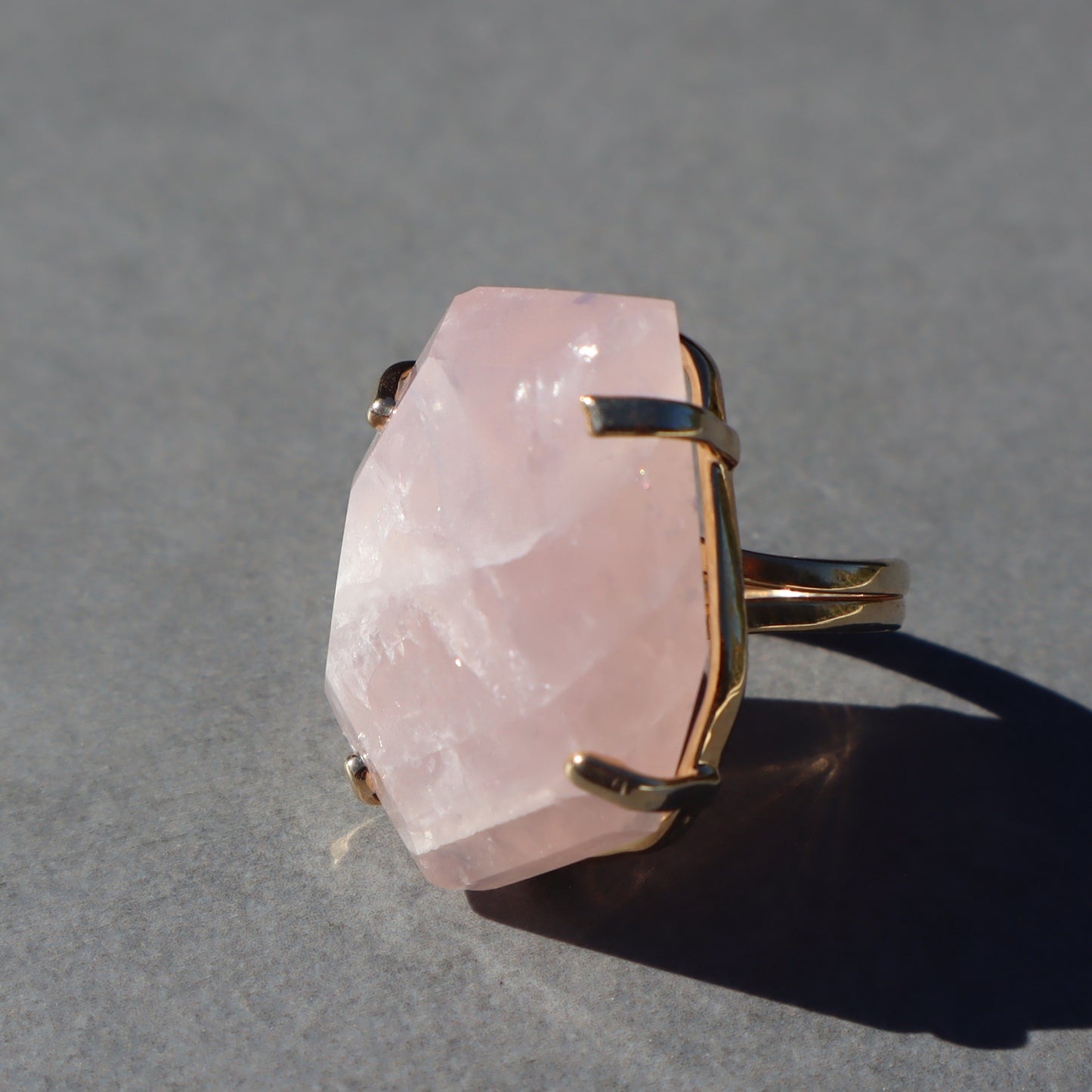 Polished Rose Quartz Ring