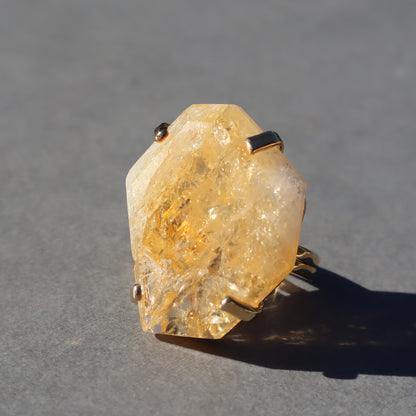 Polished Citrine Quartz Ring