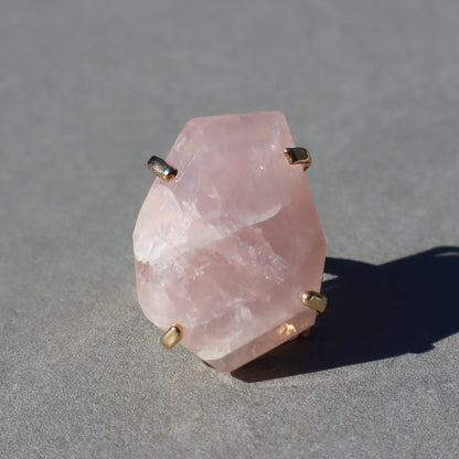 Polished Rose Quartz Ring