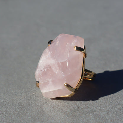 Polished Rose Quartz Ring