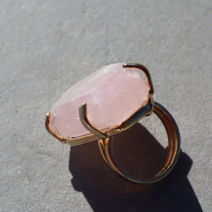 Polished Rose Quartz Ring