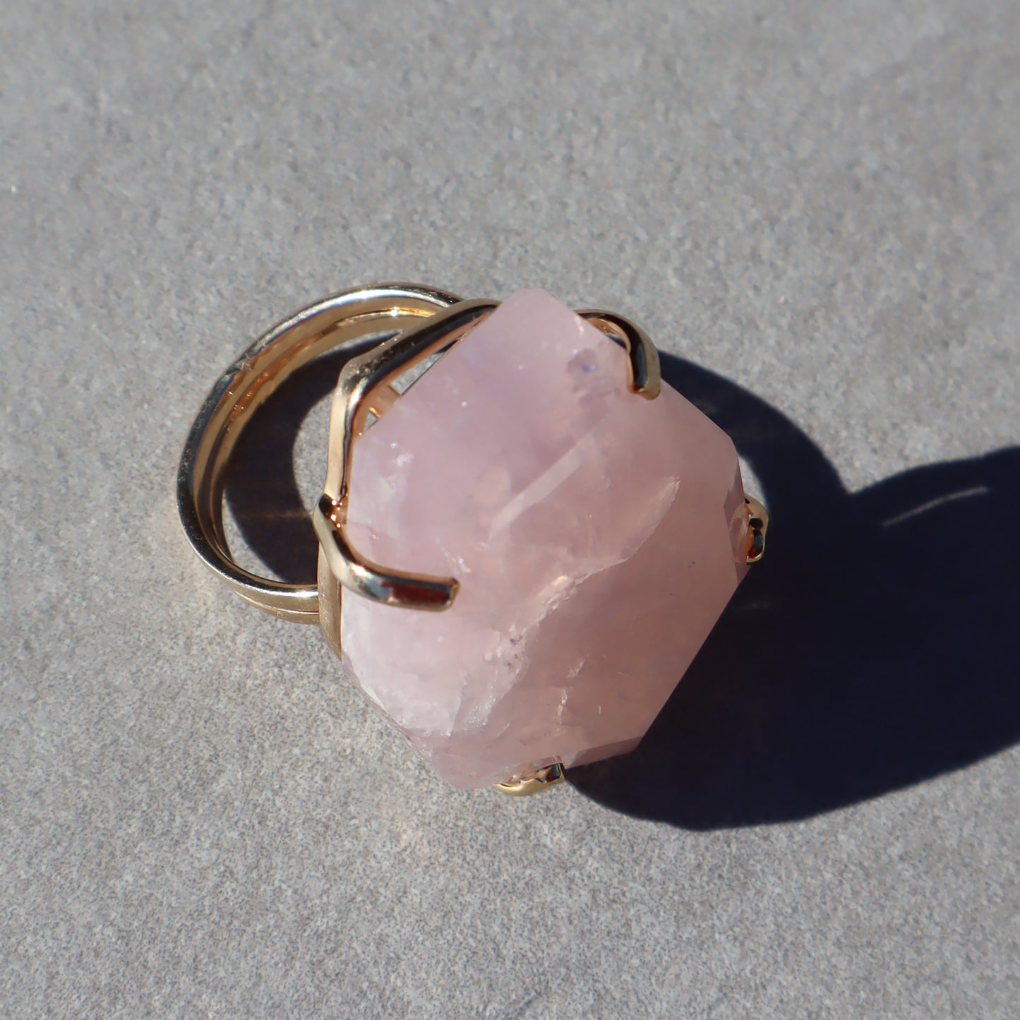 Polished Rose Quartz Ring