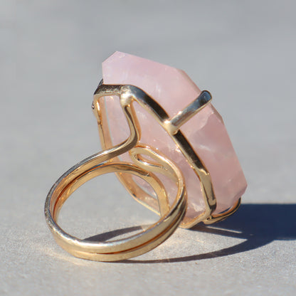 Polished Rose Quartz Ring