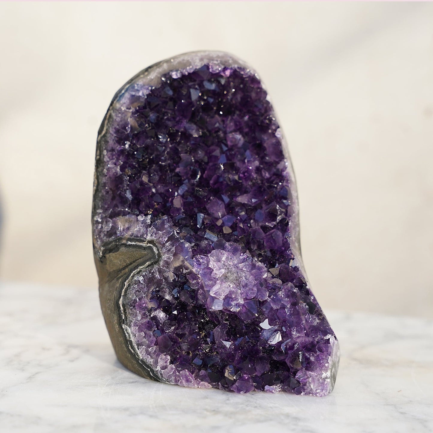 SIRIUS Rare shape amethyst geode for sale from Uruguay - Deepest Earth