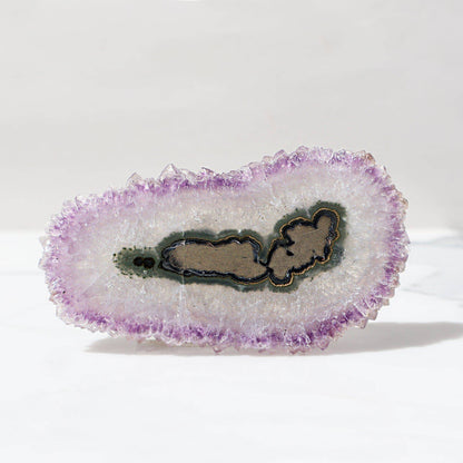Green Jasper - Purple Crystals Stalactite