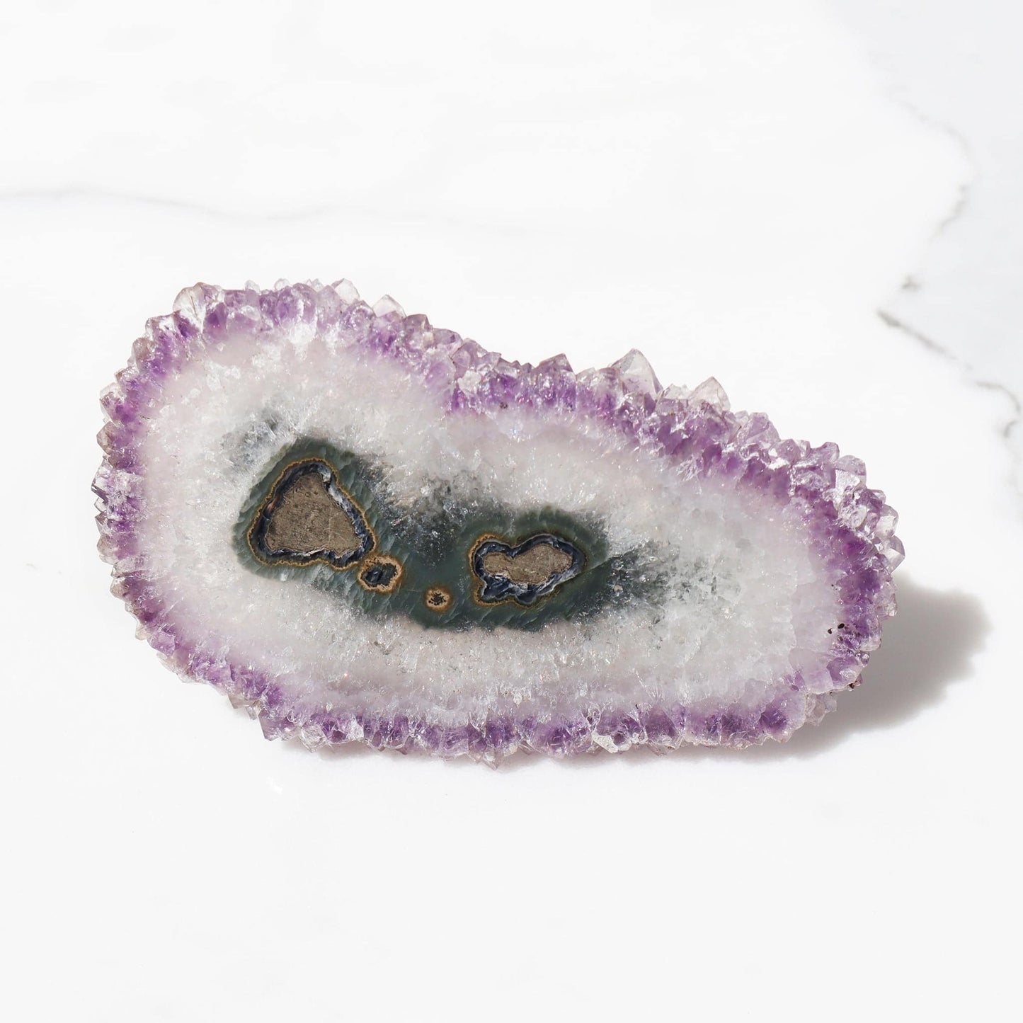 Green Jasper - Purple Crystals Stalactite - Deepest Earth