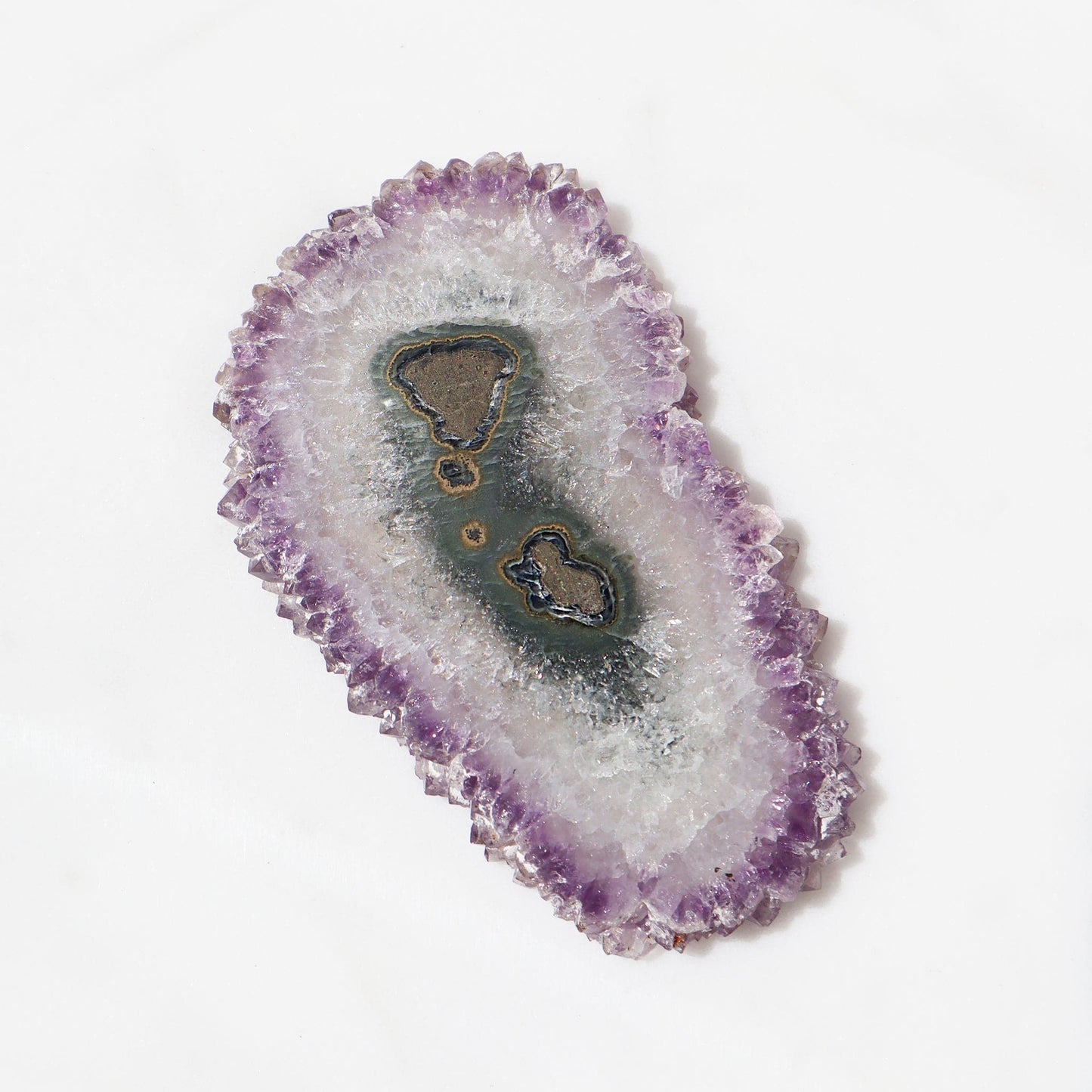 Green Jasper - Purple Crystals Stalactite - Deepest Earth