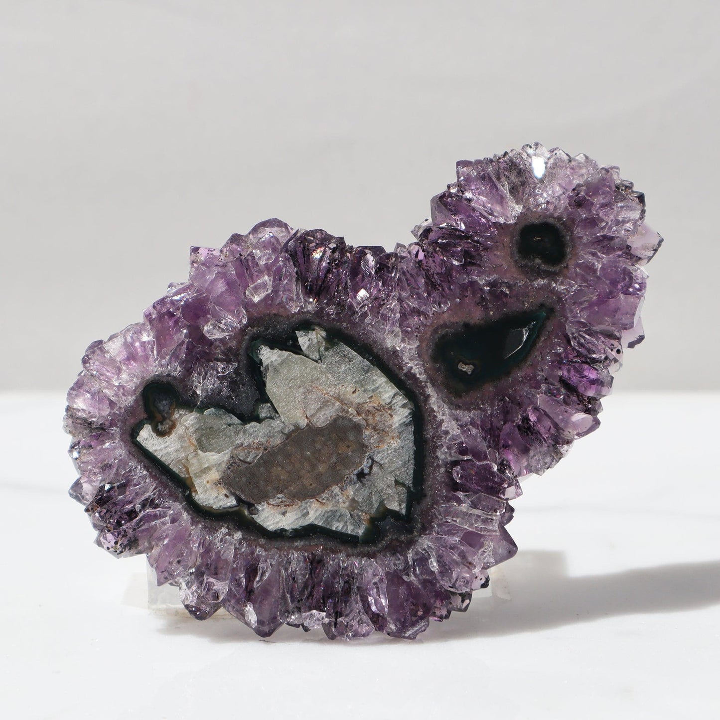 Rare Shape Multiple Stalactites on one Slice Unique Amethyst  - Deepest Earth