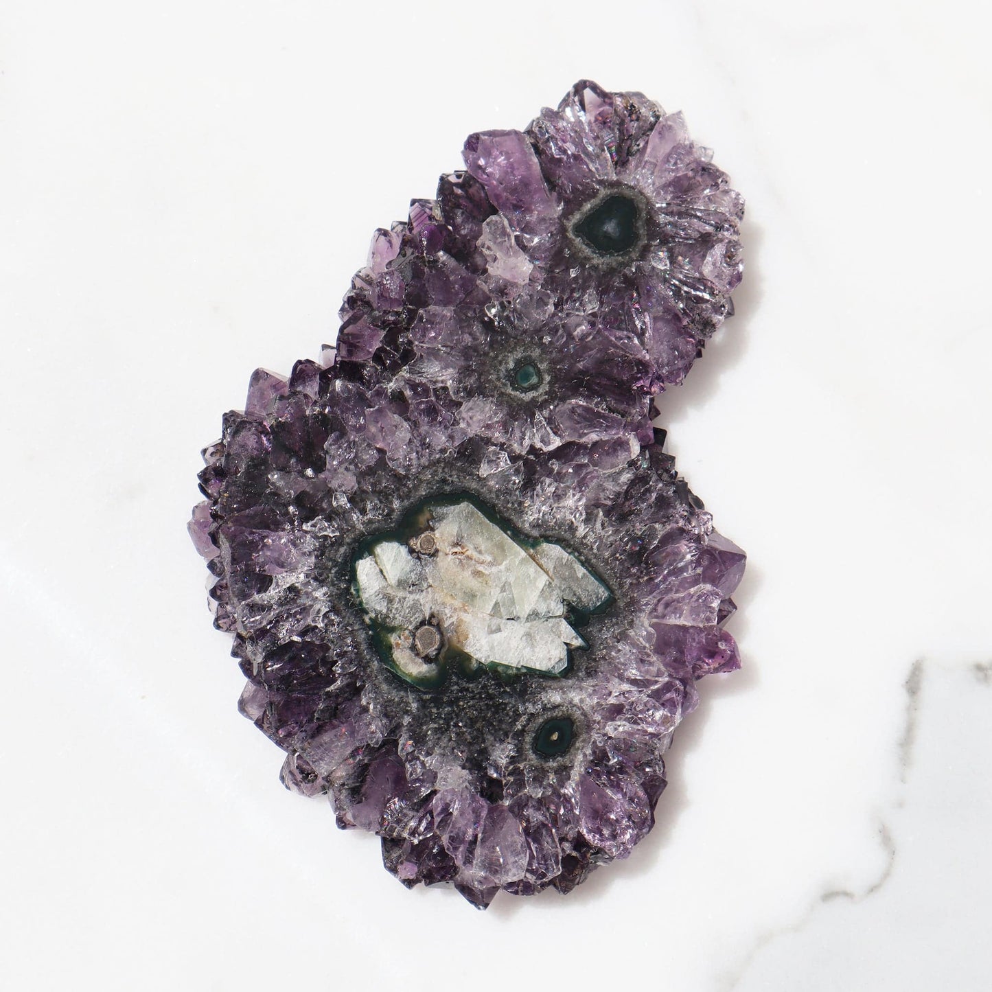 Rare Shape Multiple Stalactites on one Slice Unique Amethyst  - Deepest Earth