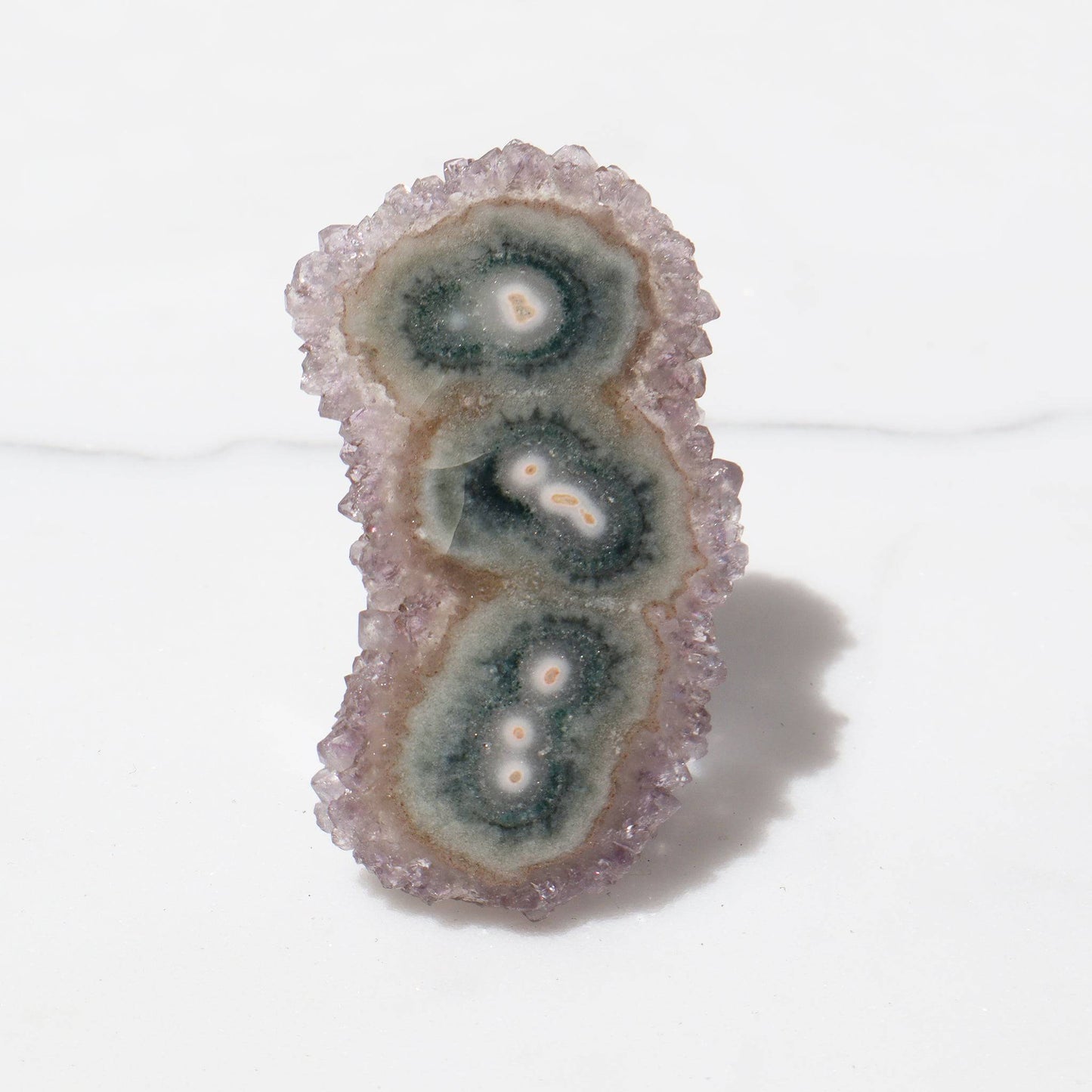 Rare Triple Center Stalactite Slice of Green Agate