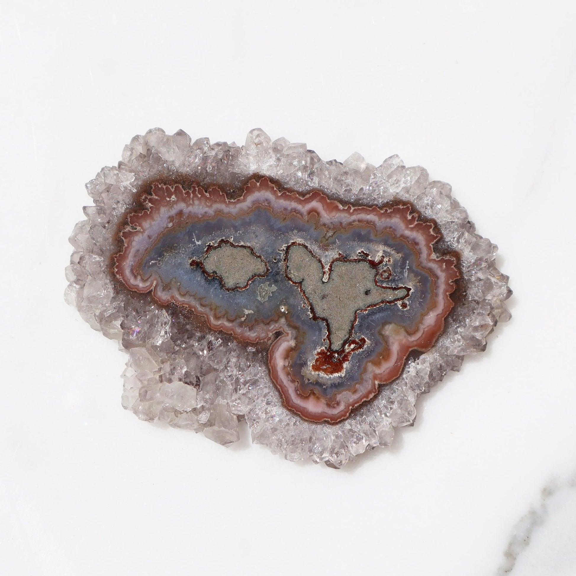 See Through White Quartz Amethyst Stalactite Slice for sale, Uruguay  - Deepest Earth