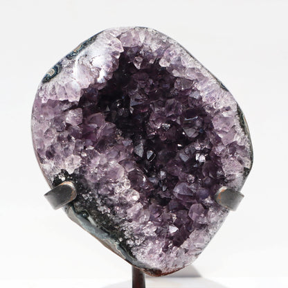 Lilac-Plum on Stand with Stalactite Amethyst Geode  - Deepest Earth