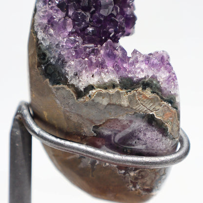 Rustic Lunette in Half Geode Amethyst on Stand for Sale - Deepest Earth