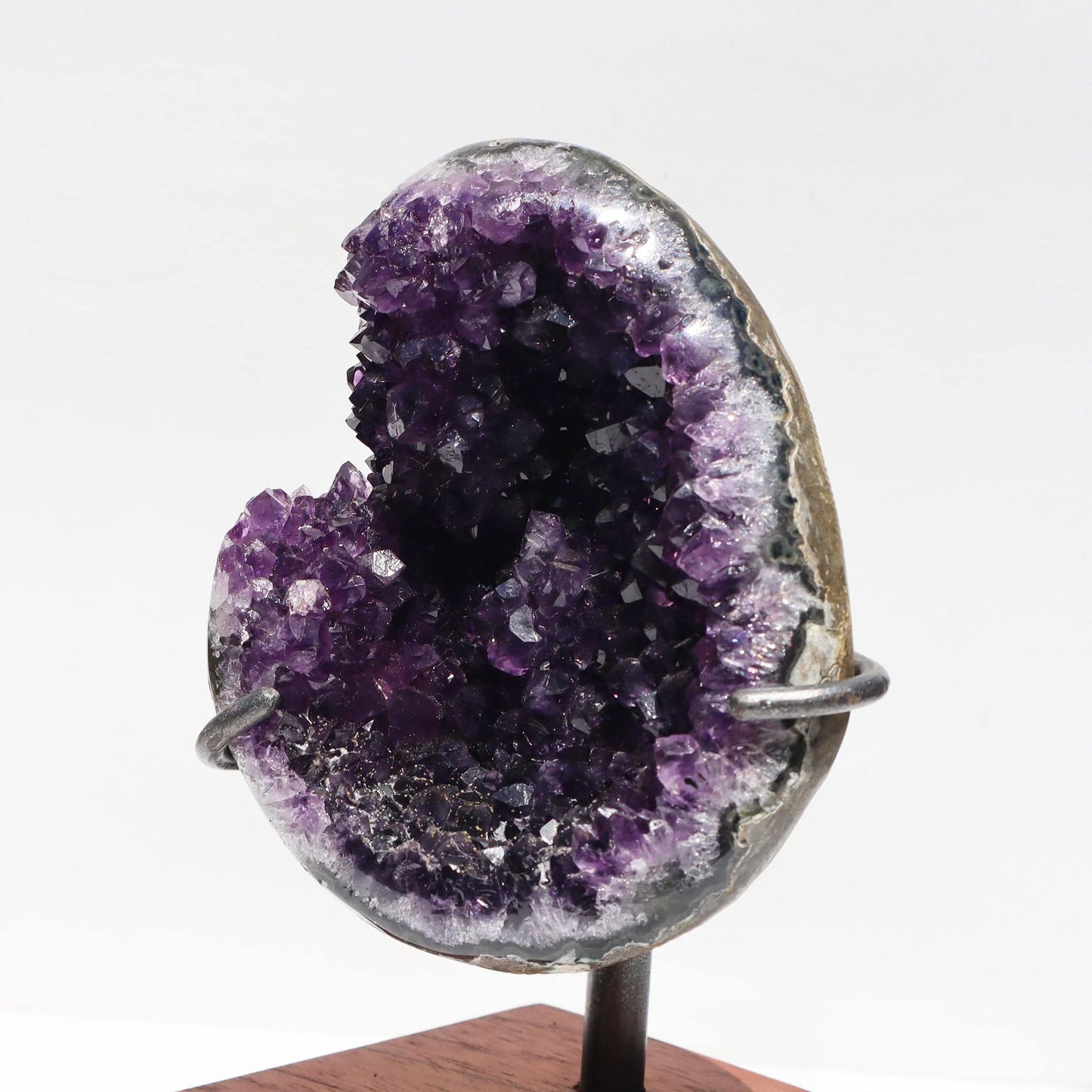 Rustic Lunette in Half Geode Amethyst on Stand for Sale 