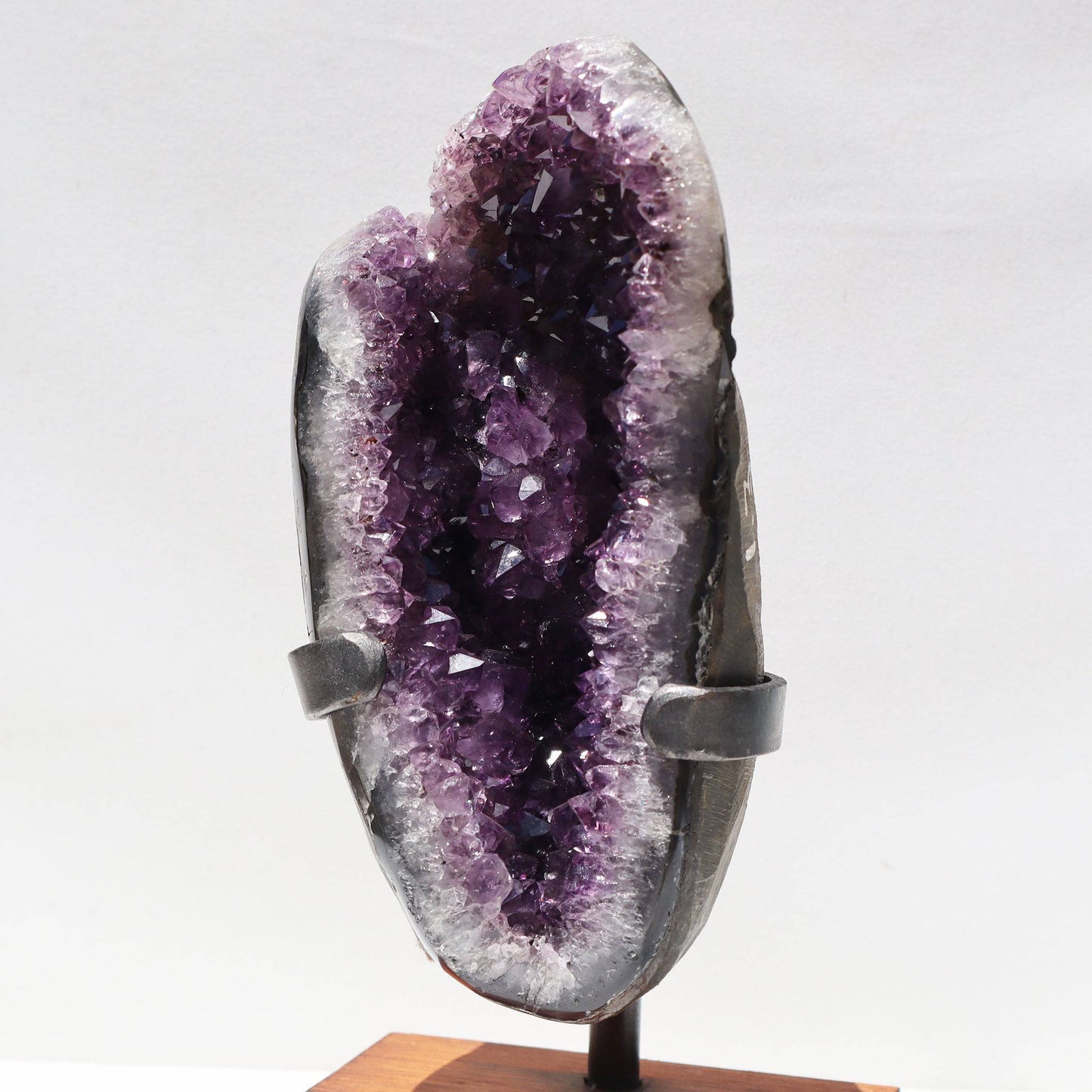 Unusual Shape Geode Fragment Plum and White Quartz- Deepest Earth