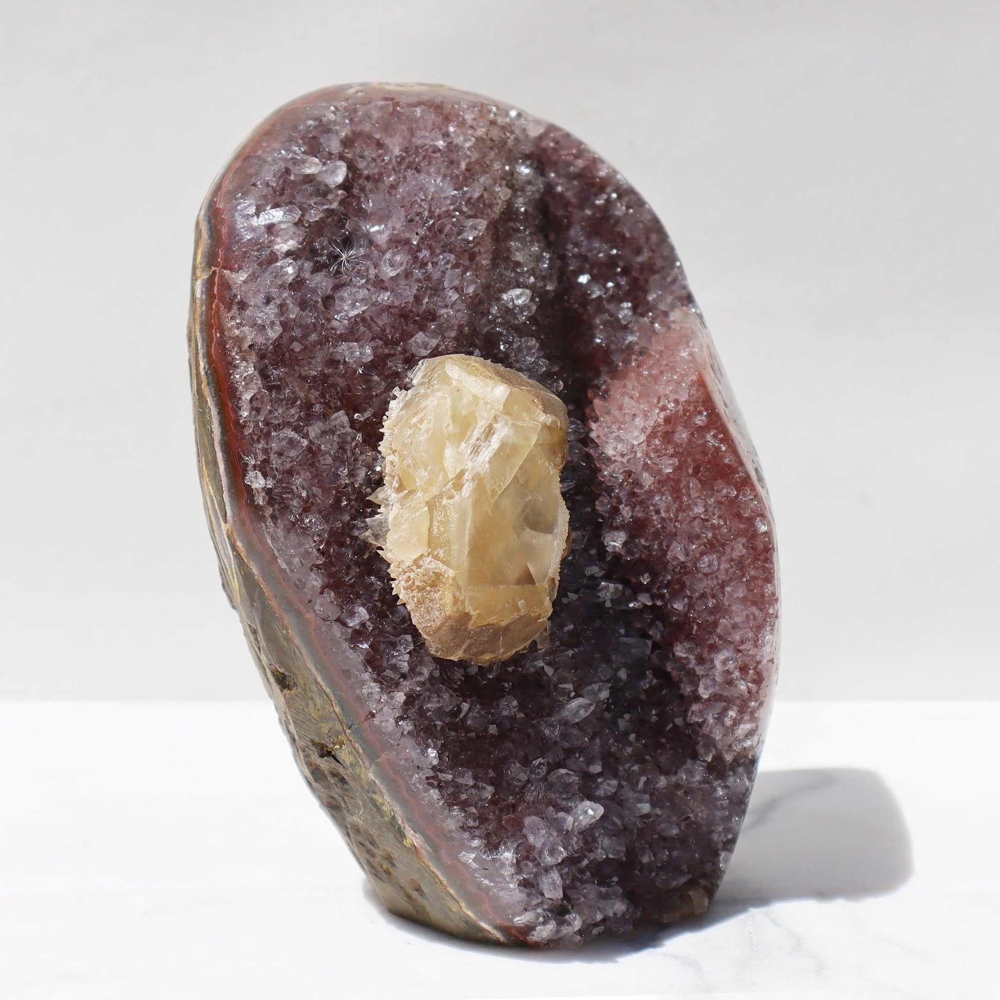 Earth Toned Rare Quartz Geode - Large Yellow Calcite - Deepest Earth