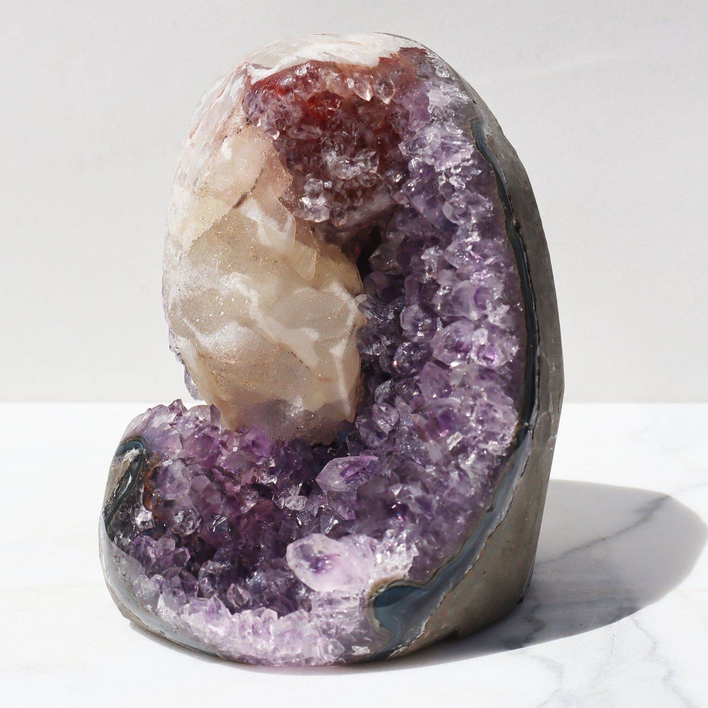 Rare Shape Amethyst - Calcite - Red Hematite - Deepest Earth