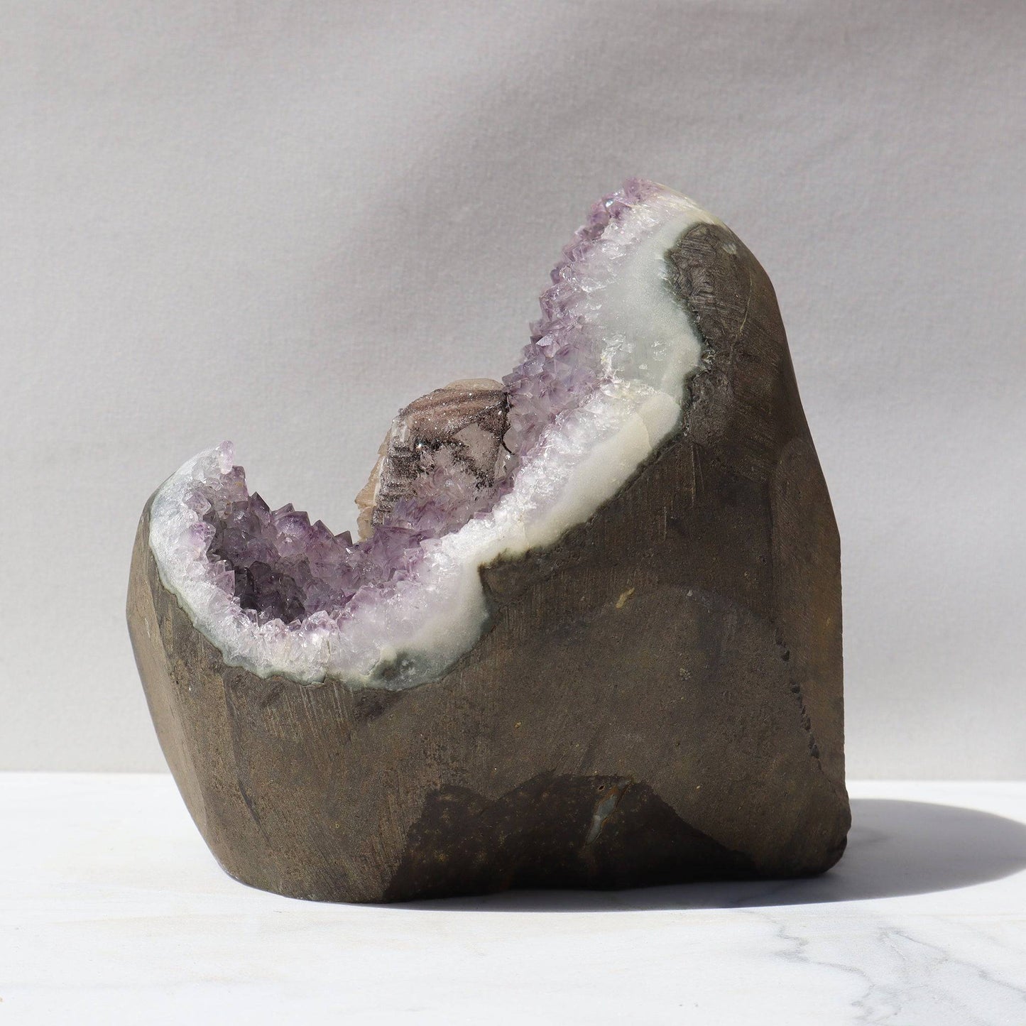 Rare Mineral on Calcite Amethyst Geode on Sale - Deepest Earth