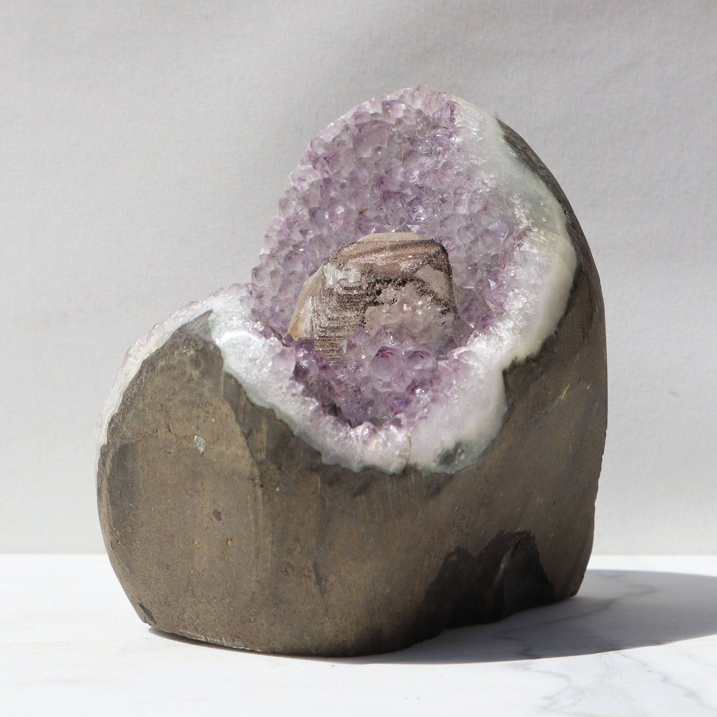 Rare Mineral on Calcite Amethyst Geode on Sale - Deepest Earth