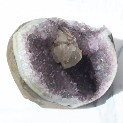 Rare Mineral on Calcite Amethyst Geode on Sale - Deepest Earth