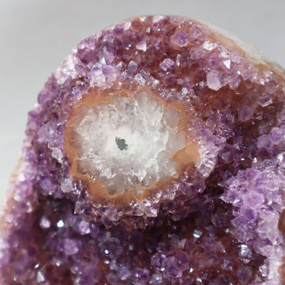 Showcase Geode Natural Art. Rare amethyst cut base with stalactite for sale, Uruguay - Deepest Earth