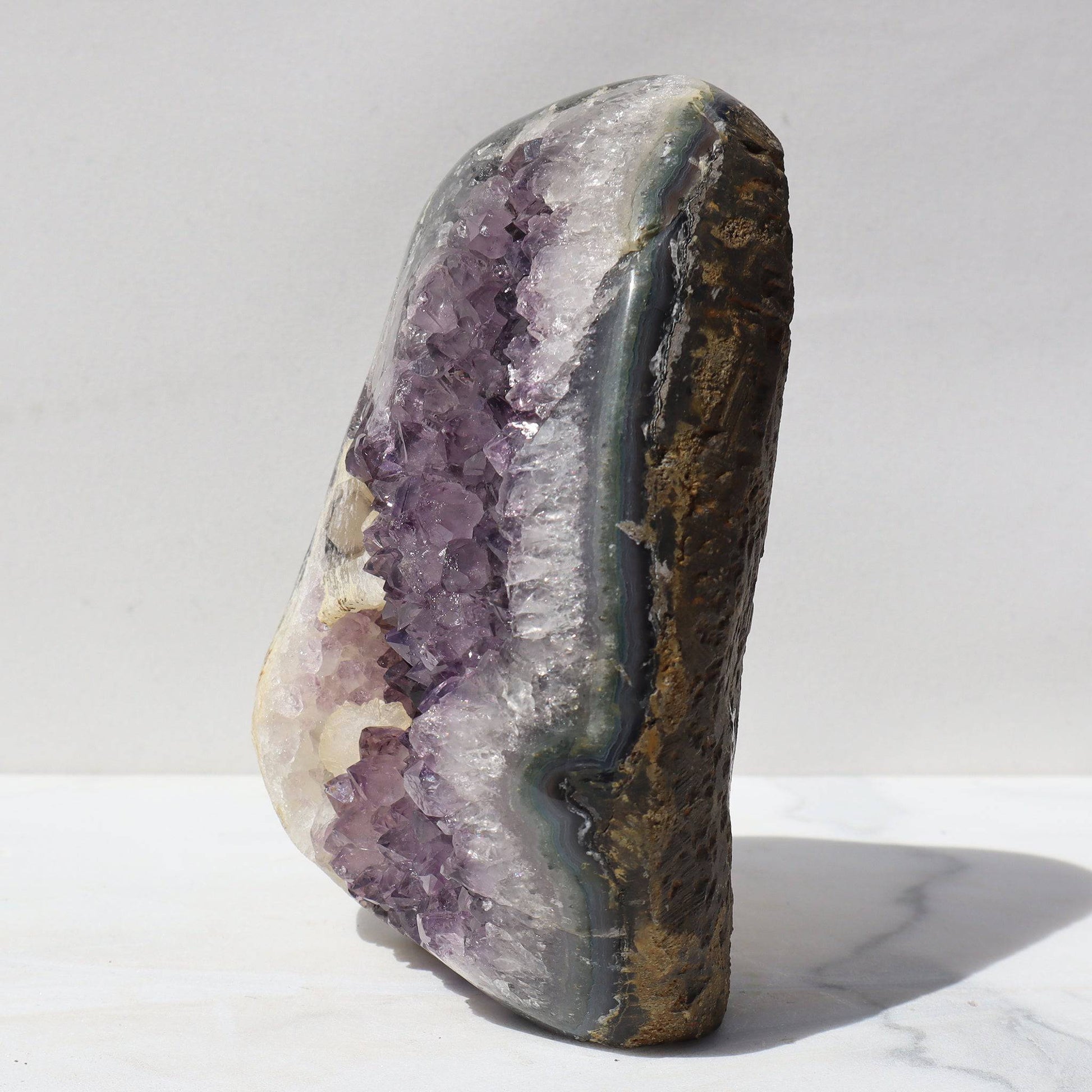 Violet Crystals and Green Jasper Rare Amethyst Jasper Geode Sale High Quality from Uruguay  - Deepest Earth