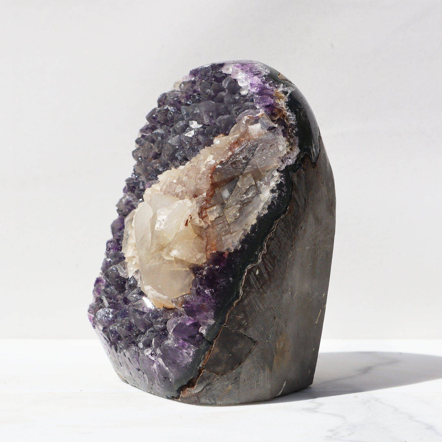 Frosty Amethyst with Multi-Texture Calcites - Deepest Earth