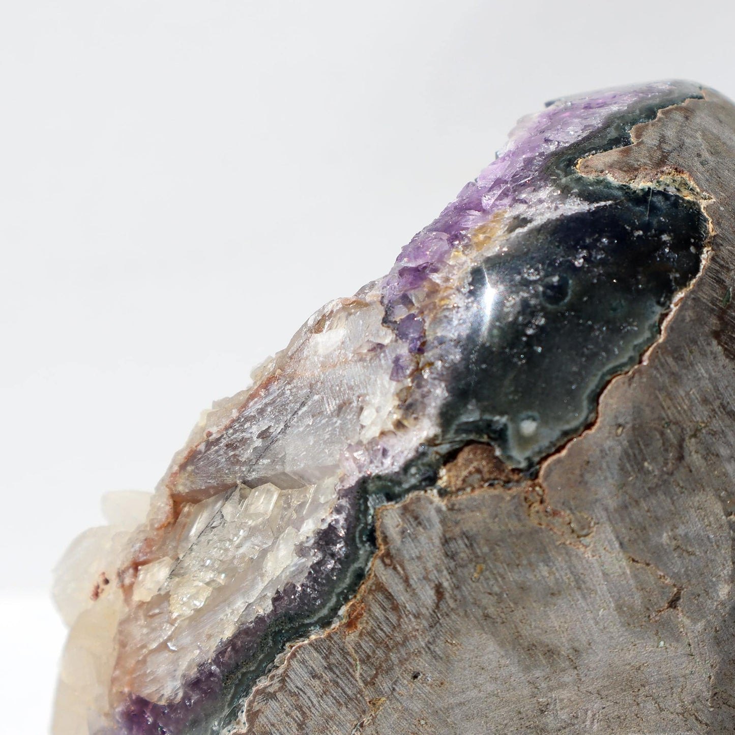 Frosty Amethyst with Multi-Texture Calcites - Deepest Earth