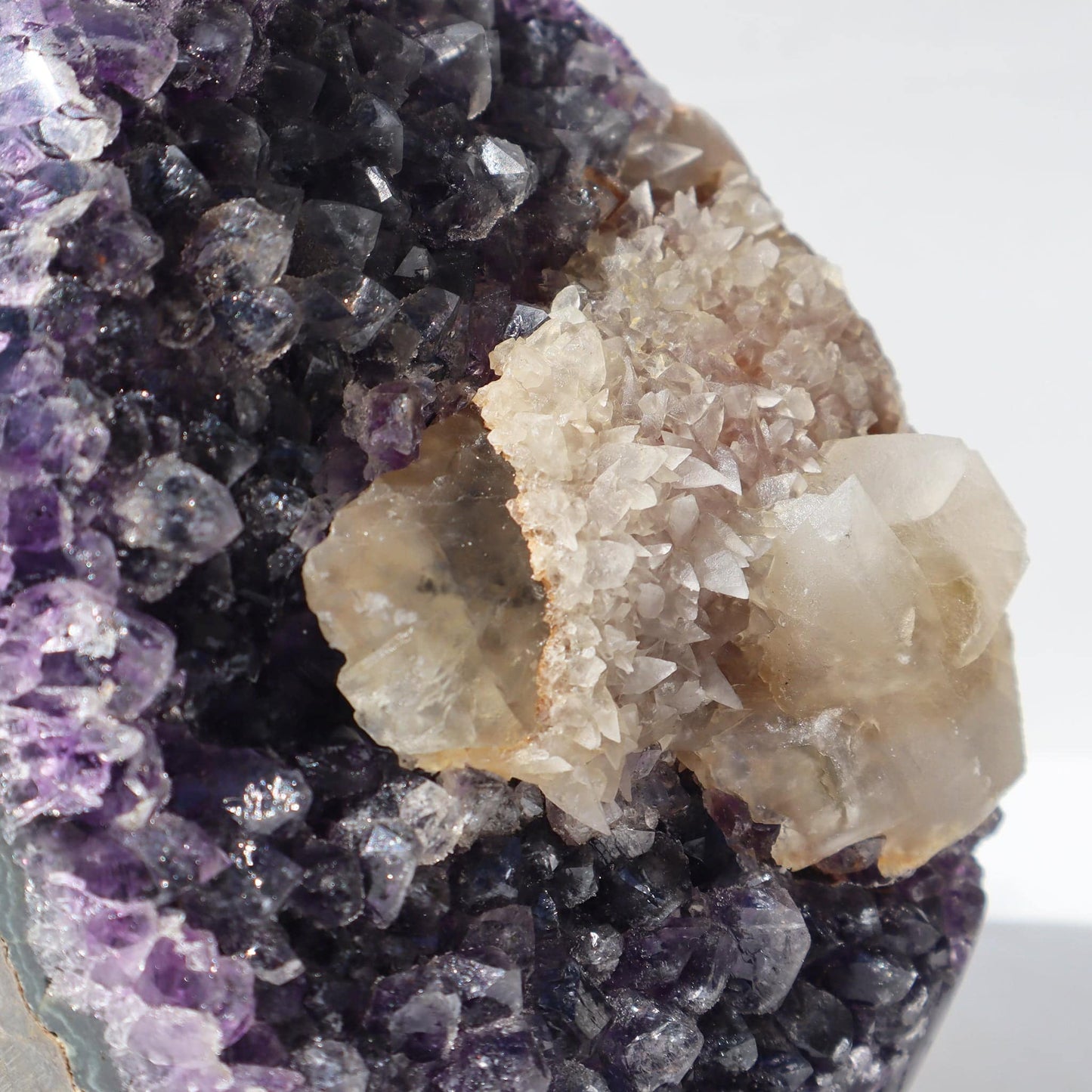 Frosty Amethyst with Multi-Texture Calcites - Deepest Earth