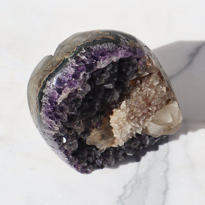 Frosty Amethyst with Multi-Texture Calcites - Deepest Earth