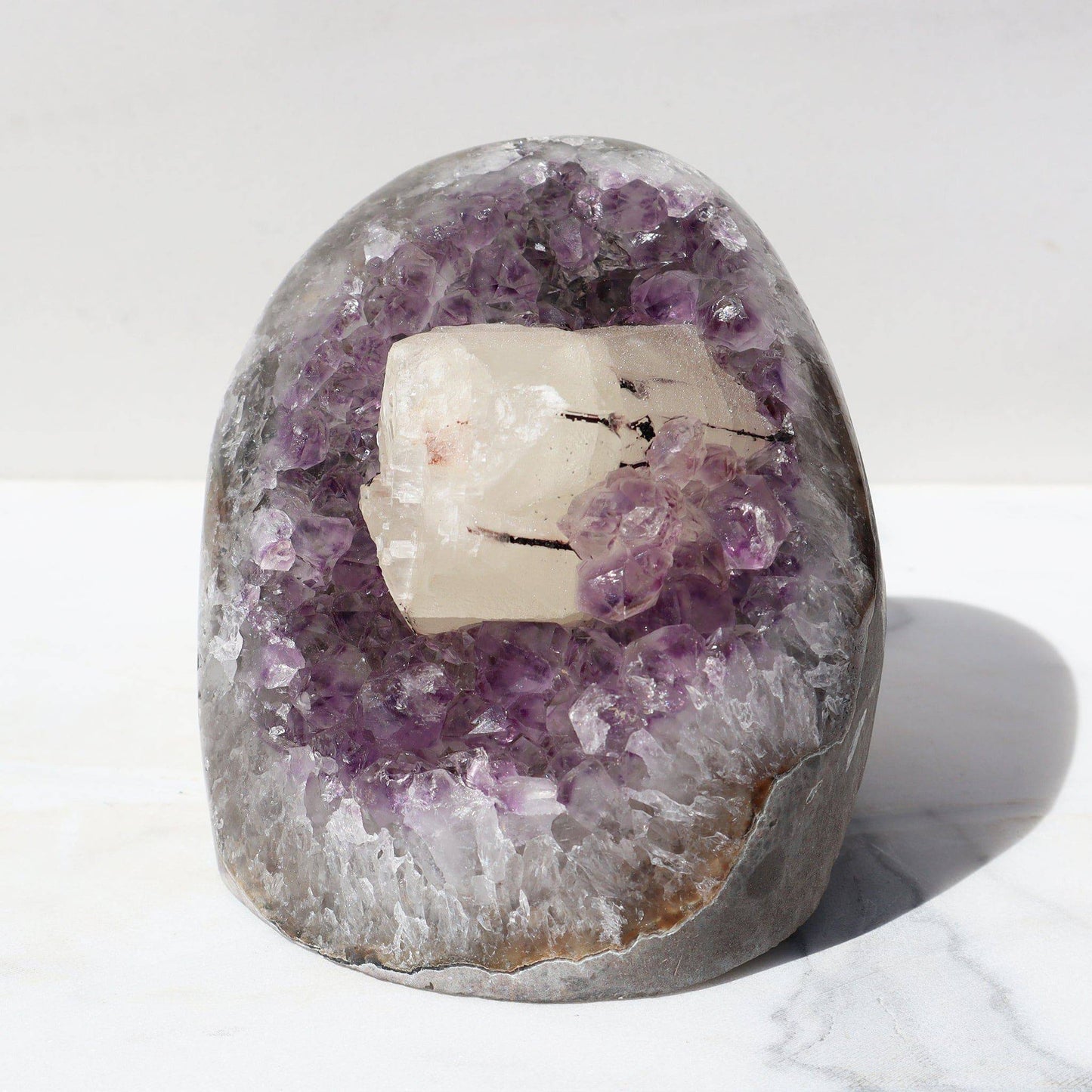 AMETHYST GEODE - WHITE QUARTZ - CALCITE - Deepest Earth