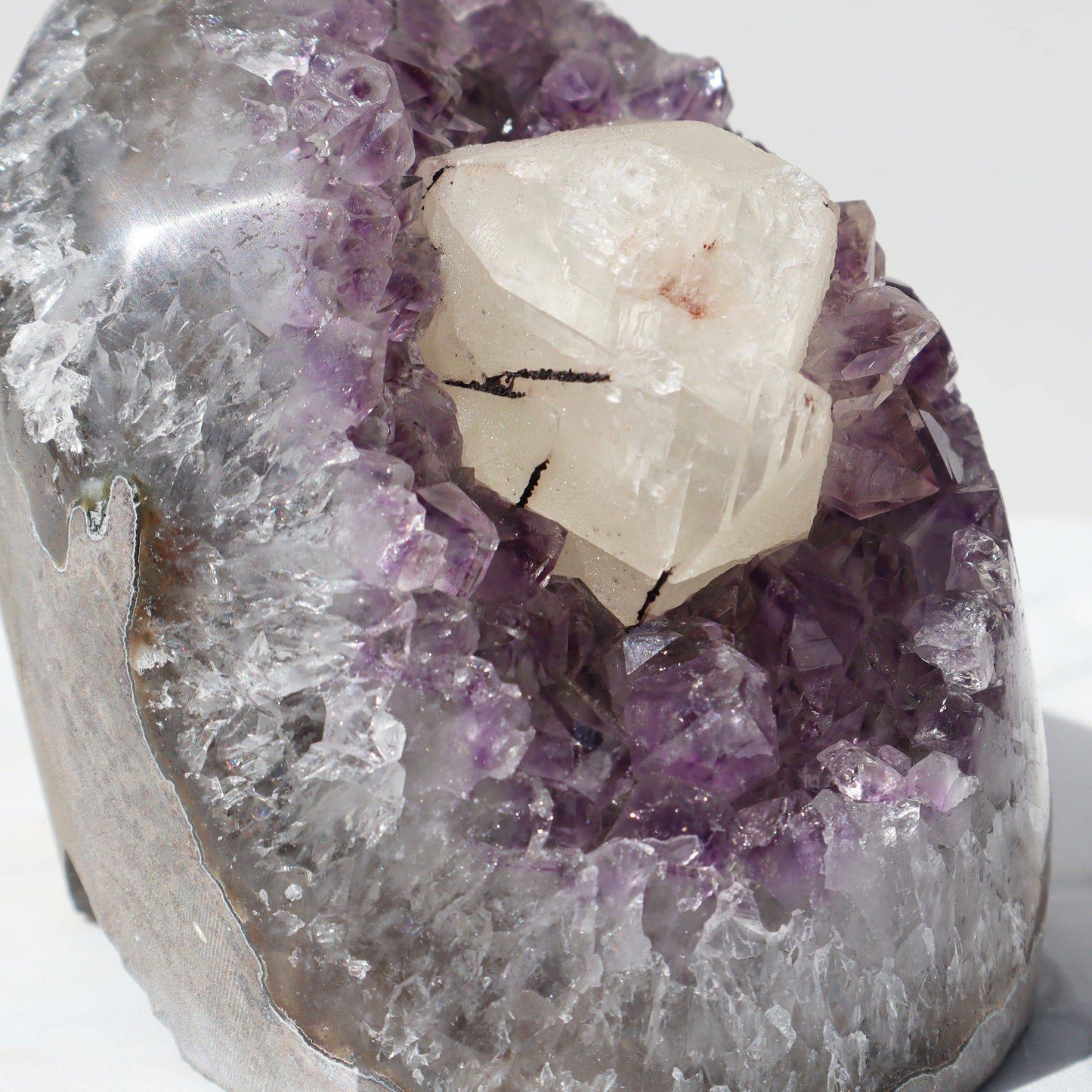 AMETHYST GEODE - WHITE QUARTZ - CALCITE - Deepest Earth