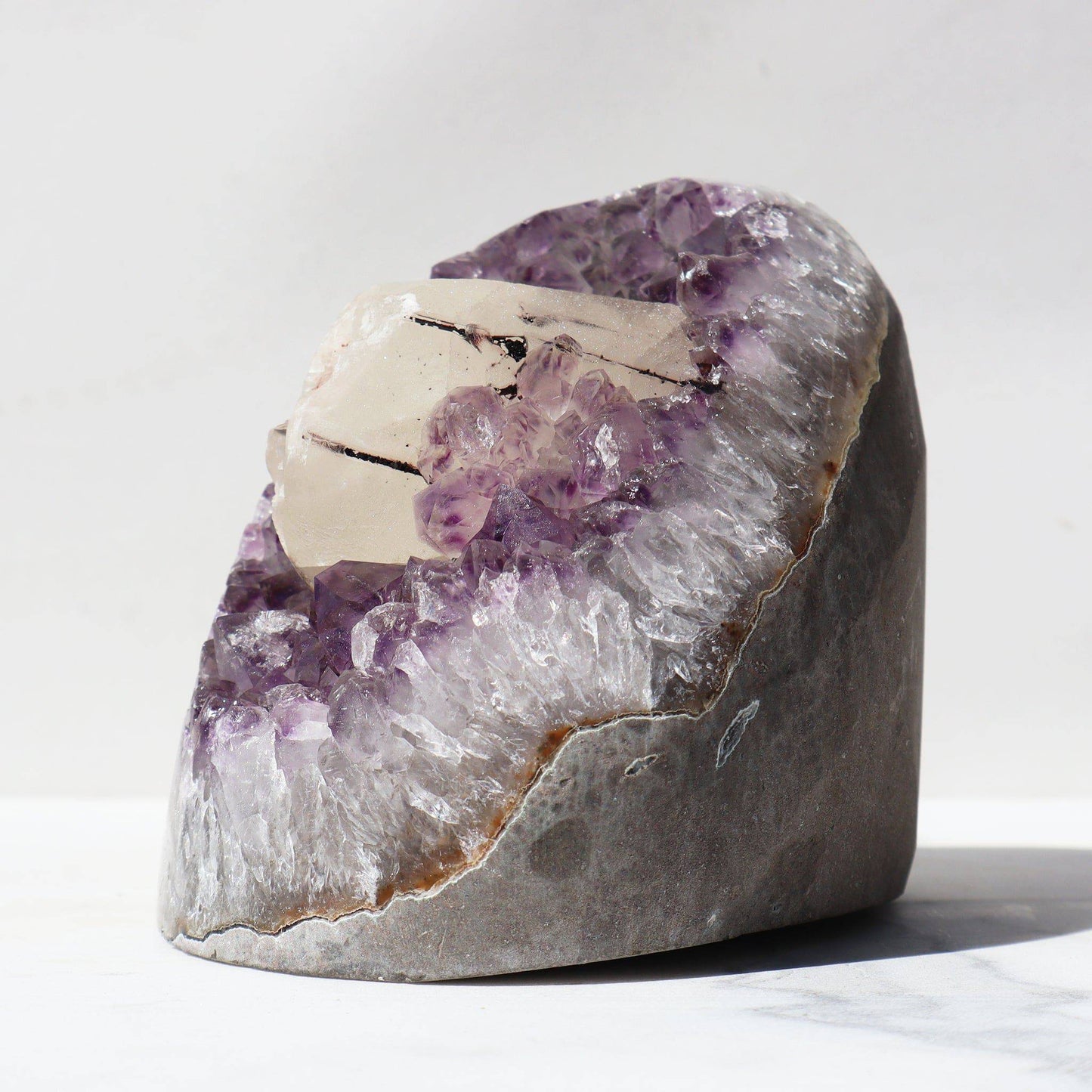 AMETHYST GEODE - WHITE QUARTZ - CALCITE - Deepest Earth