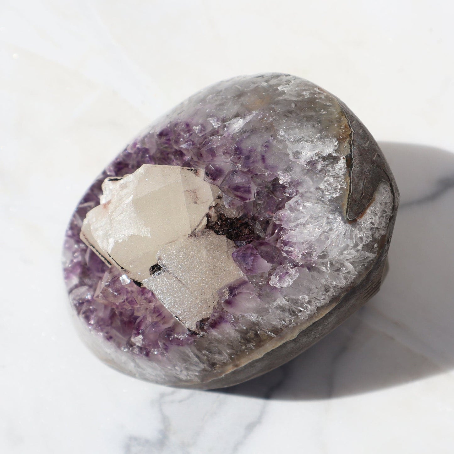 AMETHYST GEODE - WHITE QUARTZ - CALCITE - Deepest Earth