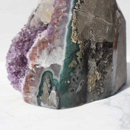 Green Jasper - Amethyst Geode