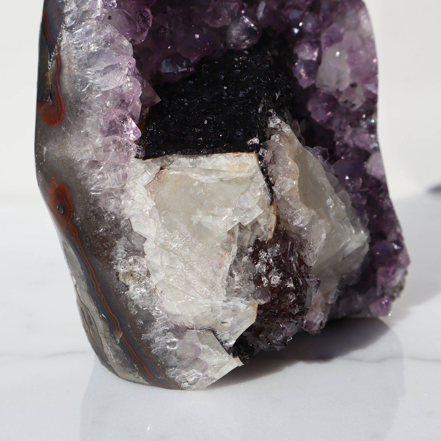 Icy Calcites Rare Amethyst Geode - Deepest Earth