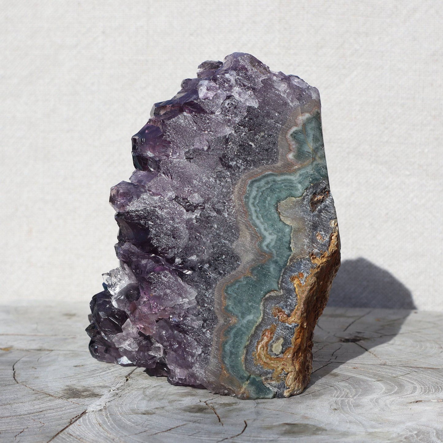 outland raw cluster basalt cut base amethyst unpolished agate