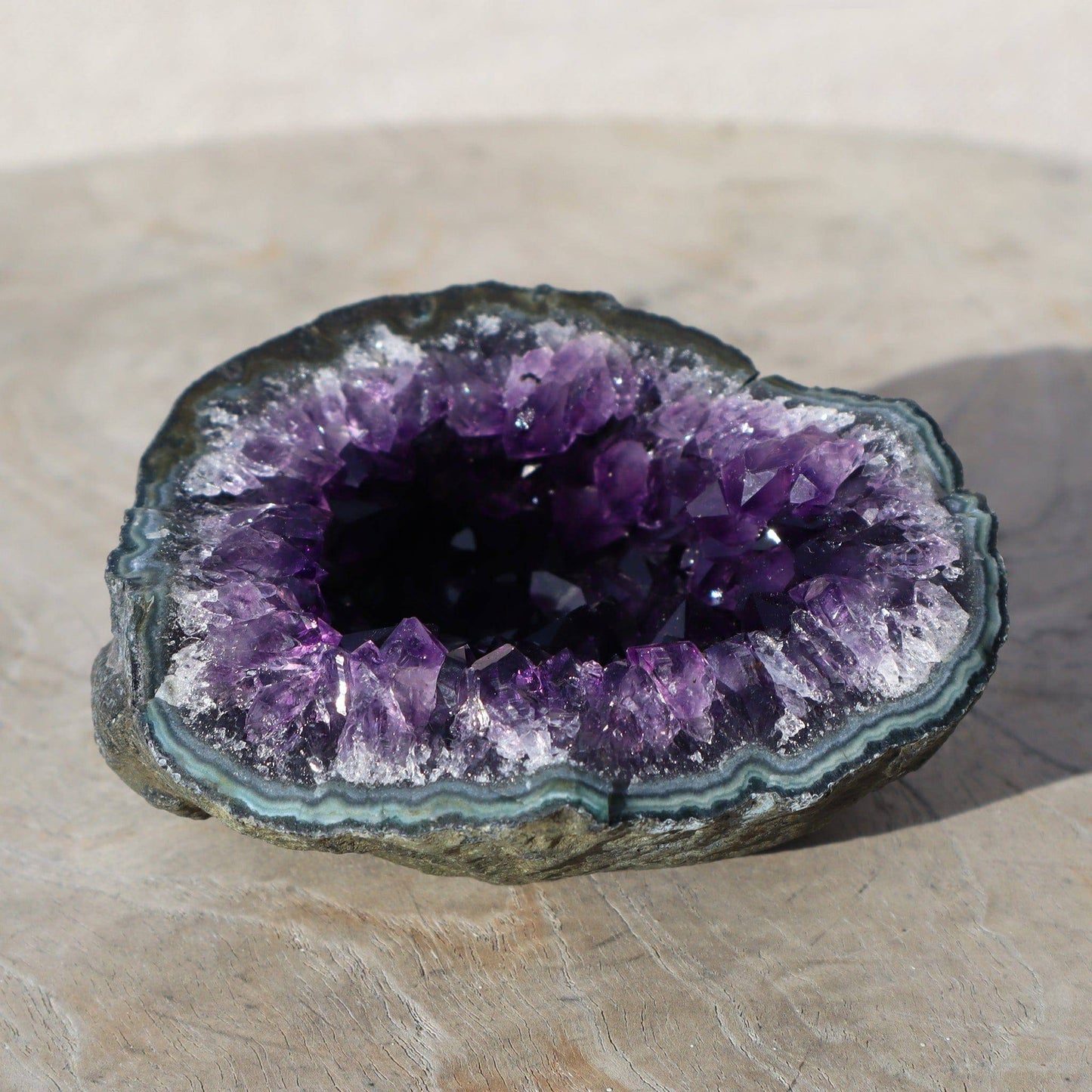 GEODE 0.5 Half Amethyst Geode Blue and Green Jasper l Deepest Earth