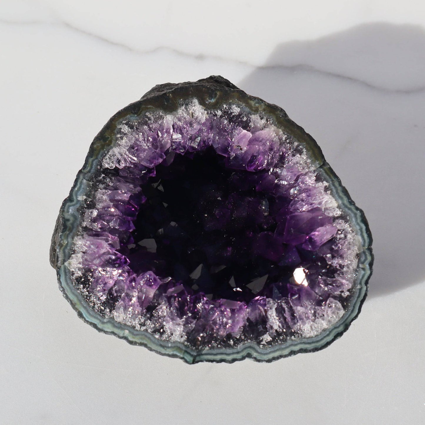 GEODE 0.5 Half Amethyst Geode Blue and Green Jasper l Deepest Earth