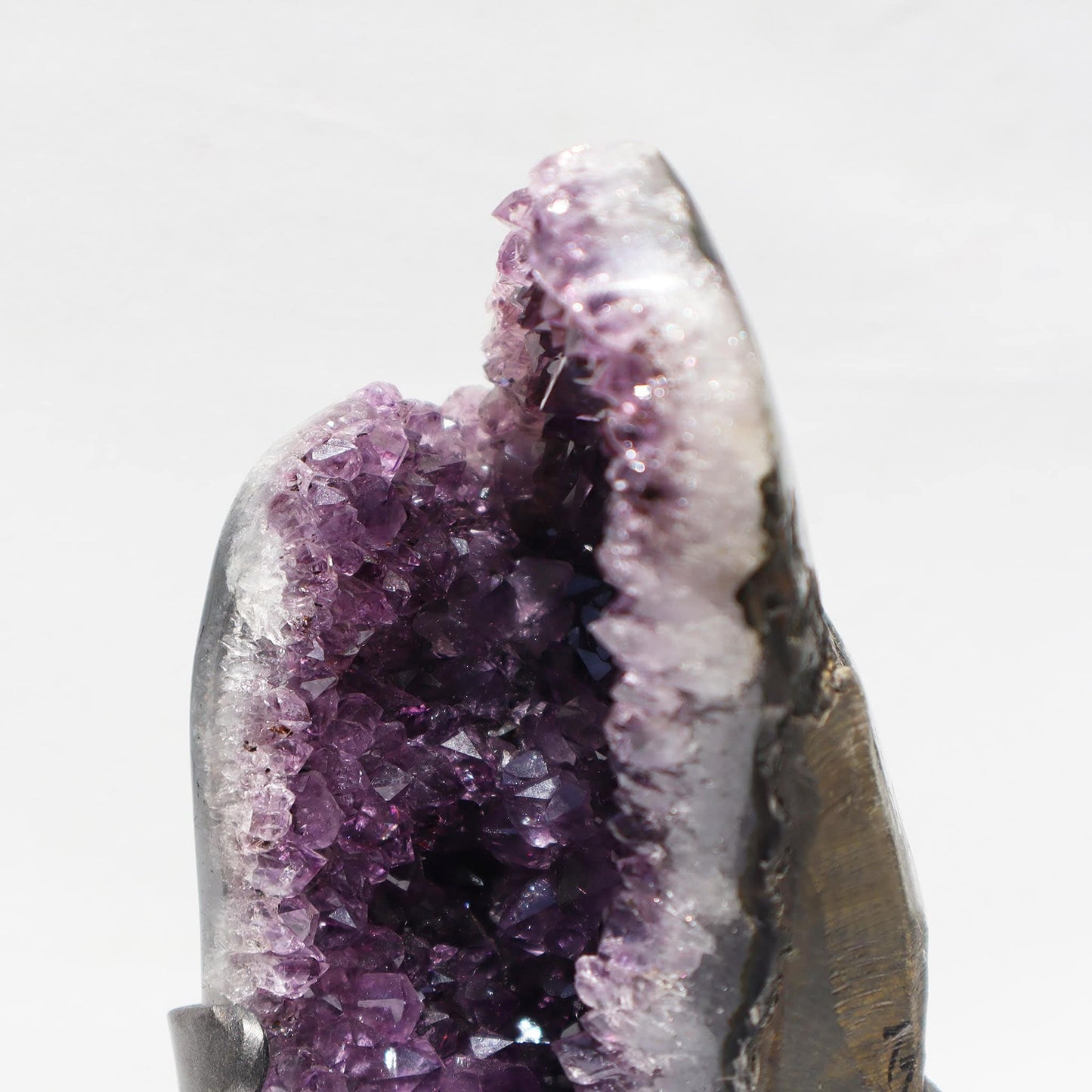 Unusual Shape Geode Fragment Plum and White Quartz- Deepest Earth